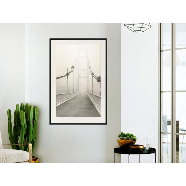 Ebern Designs Gerahmter Fotodruck Br Cke Verschwindet Im Nebel Wayfair De